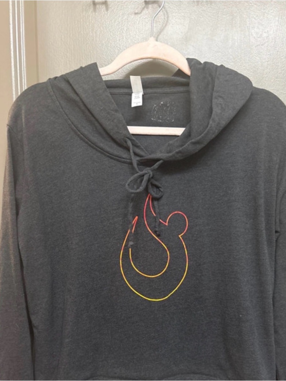Hotworx Charcoal Women's T-Shirt Hoodie with Gradient Flame Graphic